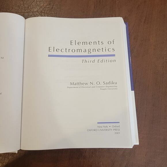 Elements of Electromagnetics by Matthew N. O. Sadiku (Hardcover, 2001) - Picture 8 of 9